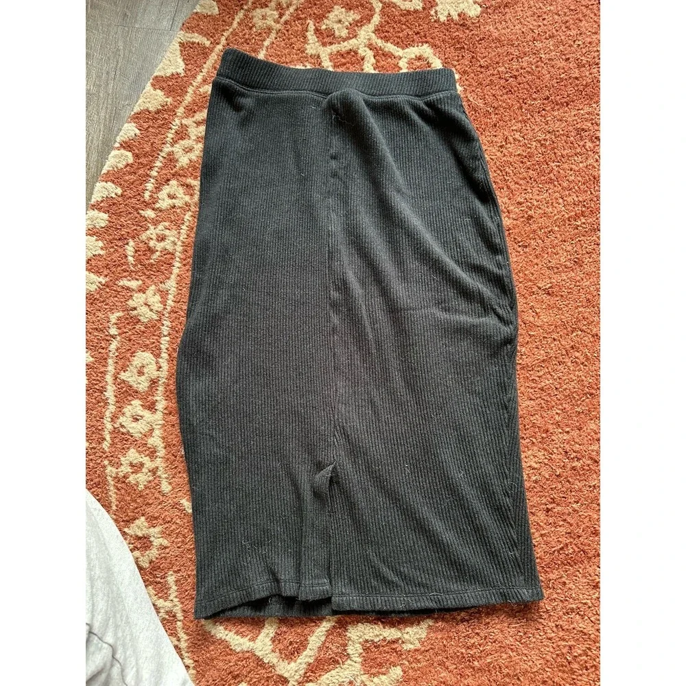 A New Day Cotton Blend Black Mídi‎ Skirt S Small